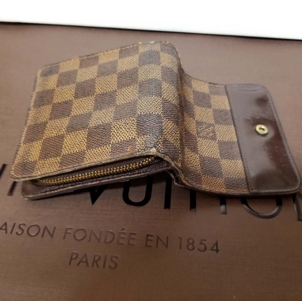 LOUIS VUITTON Damier ebene zipper compact wall #11 - Picture 8 of 16